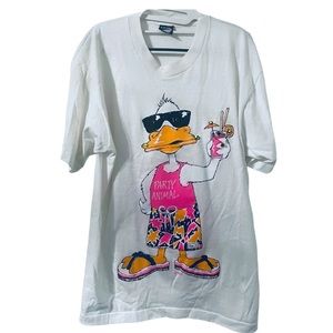 Vintage 1980’s Single Stitch 1986 Larty Animal Duck Beach‎ Pool Light Up T Shirt